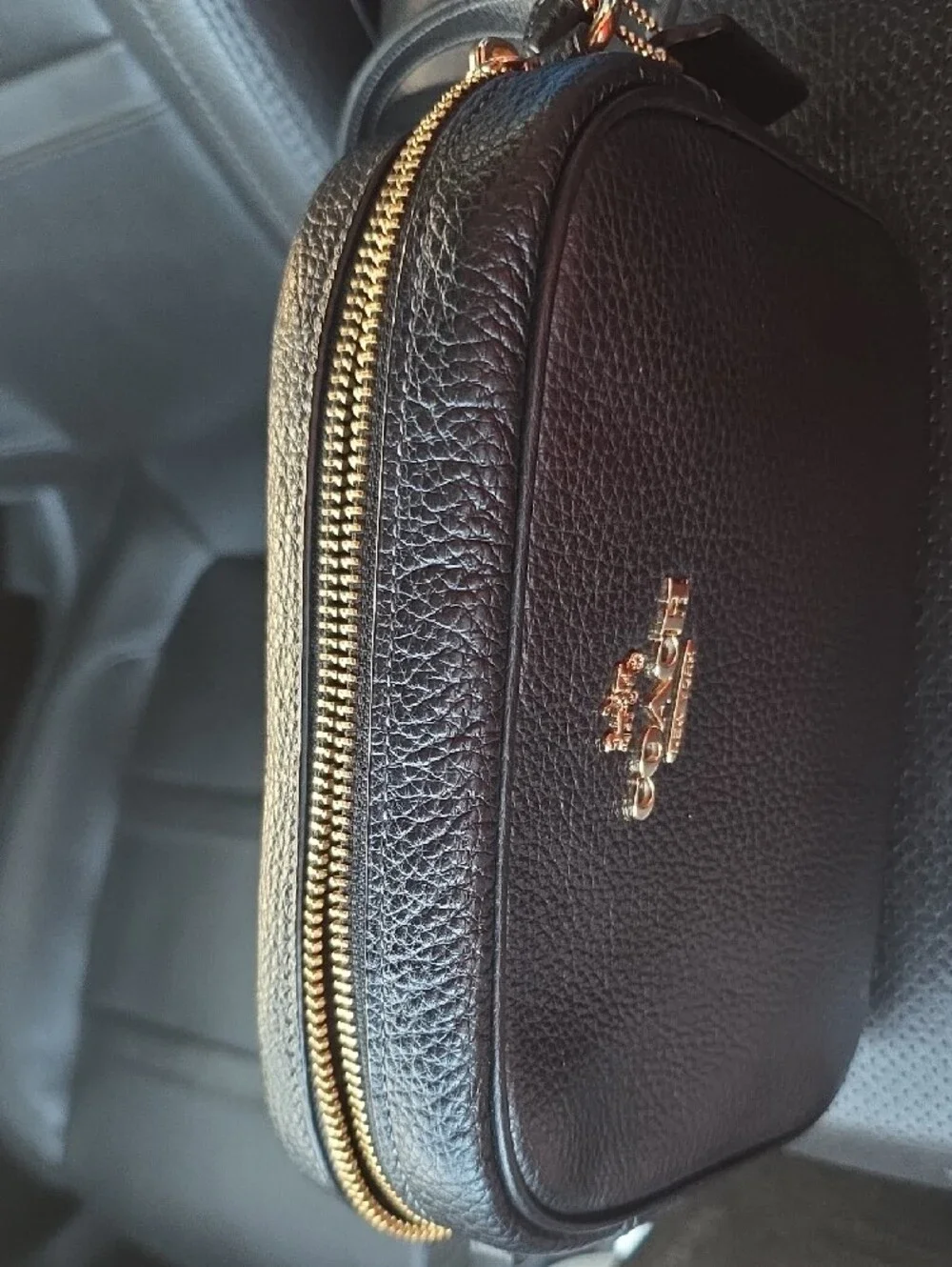 Coach Black Pebbled Leather Crossbody with Gold Hardware